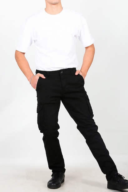 Erkek Kargo Cepli Pantolon Siyah