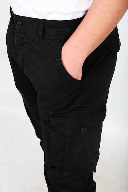 Erkek Kargo Cepli Pantolon Siyah Siyah 6