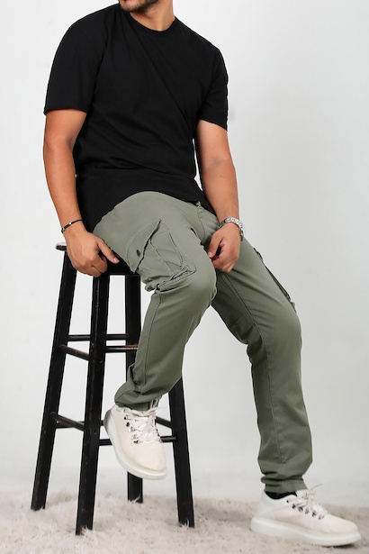 Erkek Kargo Cepli Pantolon Haki Haki