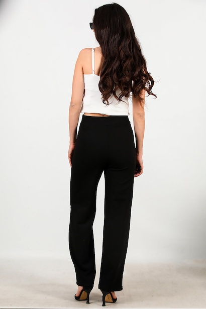 Kadın Palazzo Krep Kumaş Pantolon Siyah Siyah 6