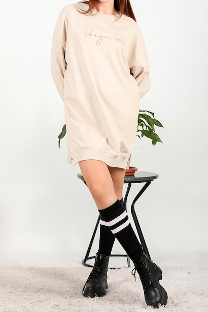 Kadın İki İplik Baskılı Tunik Elbise