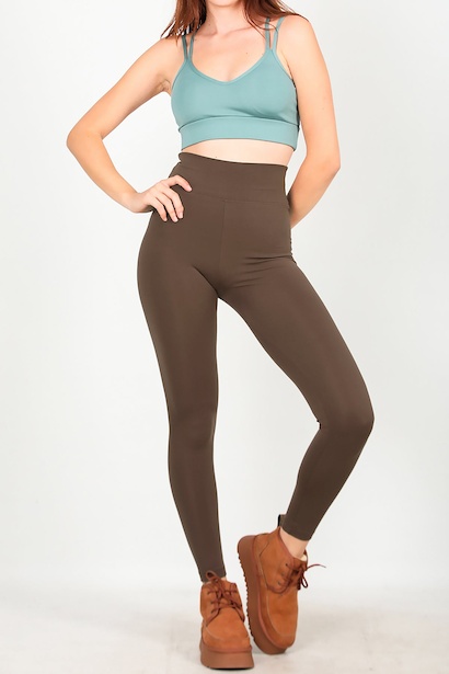 Kadın Yüksek Bel Tayt Kahverengi