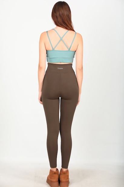 Kadın Yüksek Bel Tayt Kahverengi Kahverengi 6