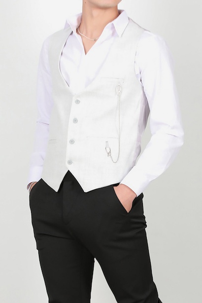 Erkek Kumaş Yelek Gri Gri