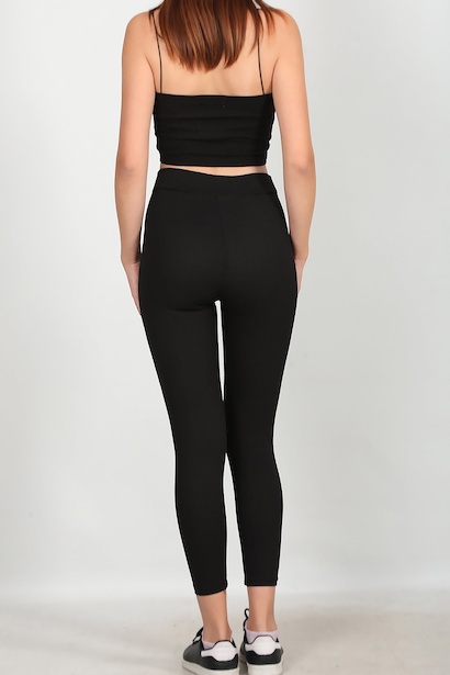 Kadın Fitilli Tayt Siyah Siyah 6