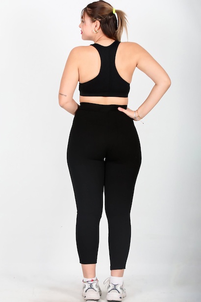 Büyük Beden Ön Ve Paça Fermuarlı Tayt Siyah 6