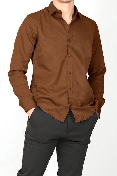 Erkek Uzun Kol Gömlek Kahverengi