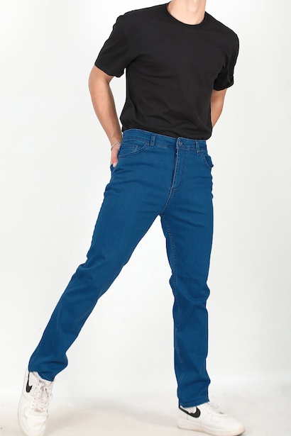 Büyük Beden Erkek Boru Paça Kot Pantolon Mavi