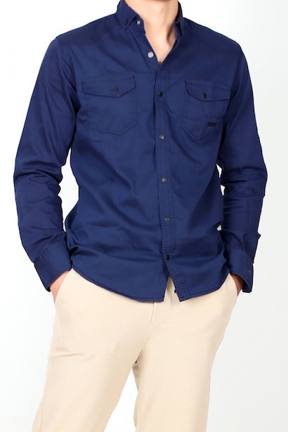 Erkek Uzun Kol Cepli Gömlek Lacivert Lacivert
