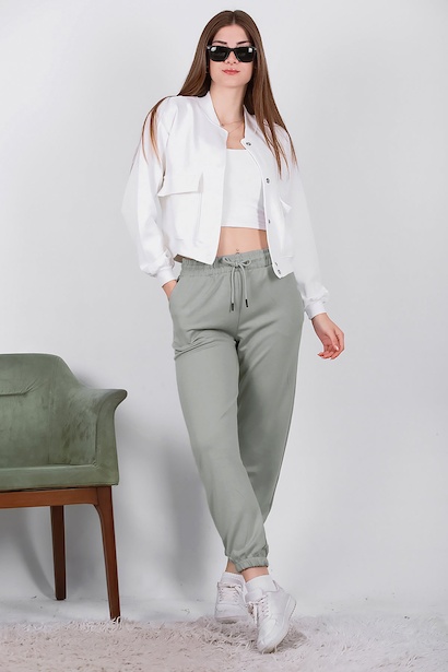 Kadın Paça Lastikli Eşofman Gri