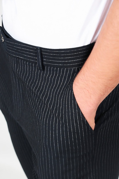 Erkek Çizgili Pantolon Lacivert Lacivert 6