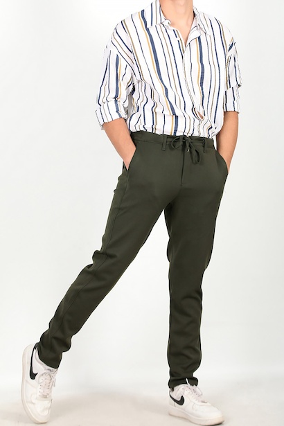 Erkek Bel Lastikli Kumaş Pantolon Haki