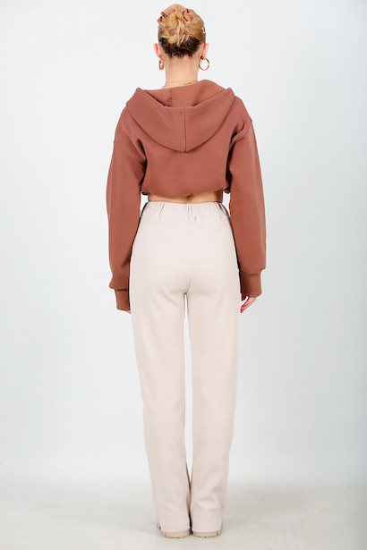 Kadın İspanyol Paça Eşofman Bej Bej 6