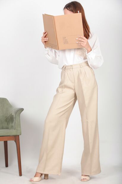 Kadın Palazzo Yün Efekt Pantolon 