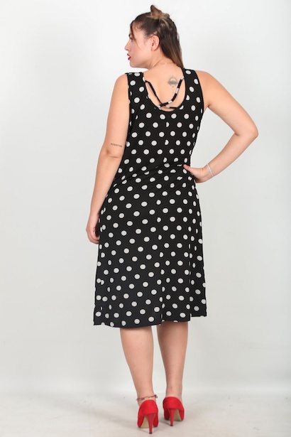 Büyük Beden Sırtı Çapraz Elbise Siyah 6