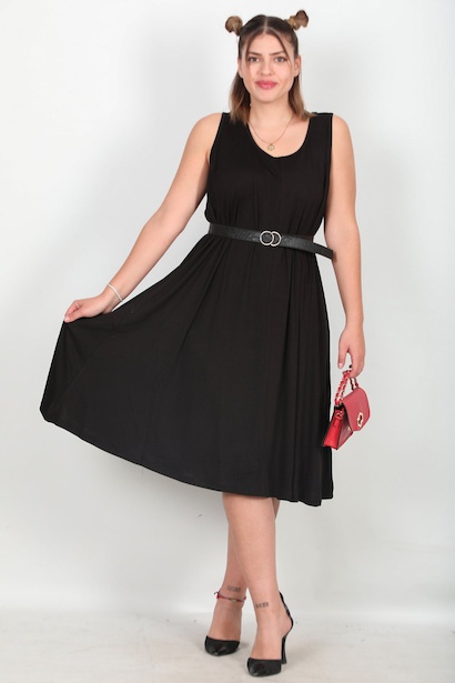 Büyük Beden Sırtı Çapraz Elbise