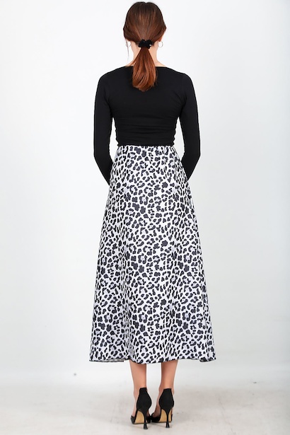 Kadın Leoparlı Etek  Gri 6