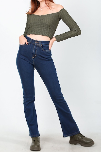 Kadın İspanyol Paça Likralı Pantolon 