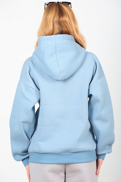 Kadın Kapşonlu Sweat  Mavi 6