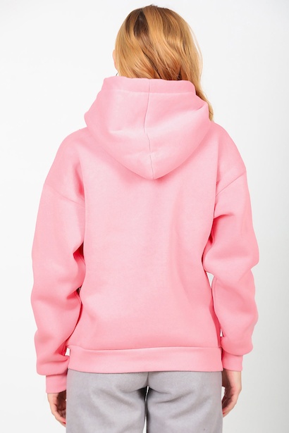 Kadın Kapşonlu Sweat  Pembe 6