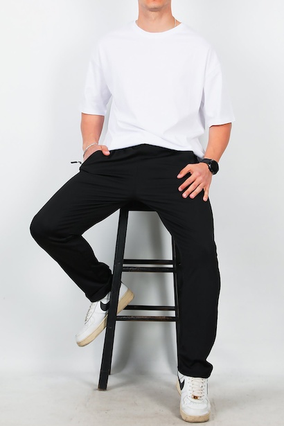 Erkek Şardonlu Düz Paça Eşofman 