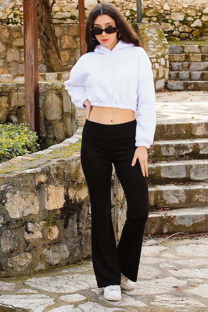 Kadın İspanyol Paça Tayt  Siyah 6