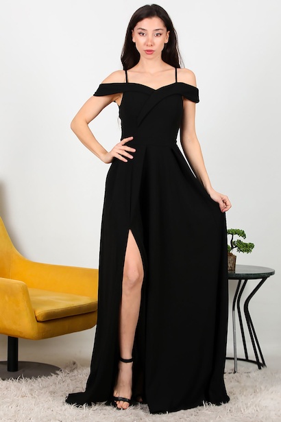 Kadın İp Askılı Uzun Abiye 