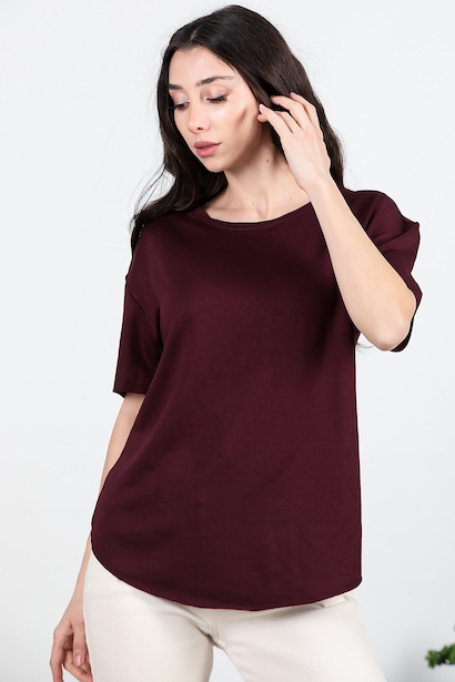 Kadın Eteği Oval Bisiklet Yaka Tshırt 