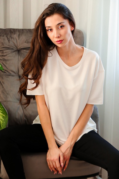 Kadın Eteği Oval Bisiklet Yaka Tshırt 