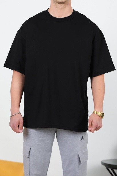Erkek Bisiklet Yaka Oversize T-shirt 
