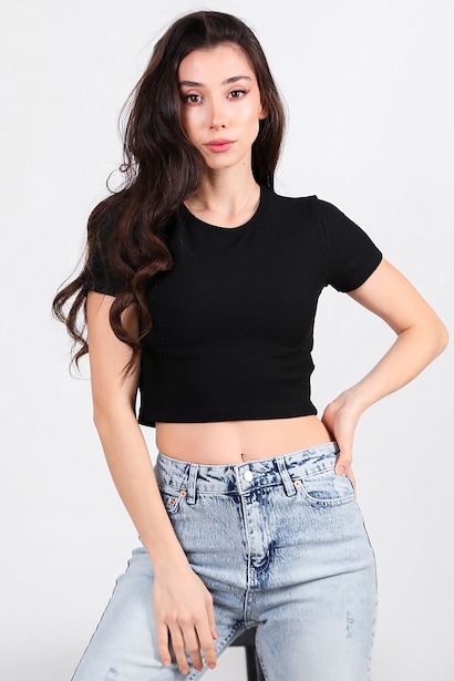 Kadın Sıfır Yaka Waffle Bluz 