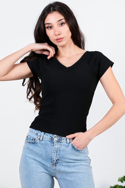 Kadın Ön-arka V Yaka Bady  Siyah 6