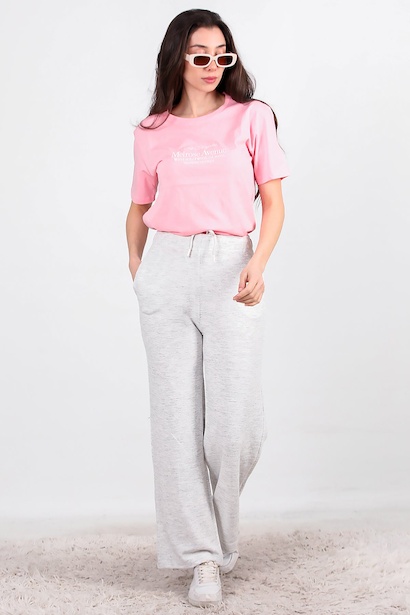 Kadın Bol Paça Waffle Eşofman  Ekru 6