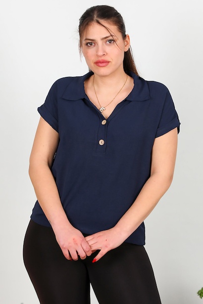 Büyük Beden Gömlek Yaka Bluz 