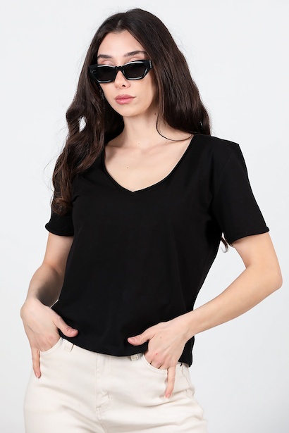 Kadın V Yaka T-shırt 