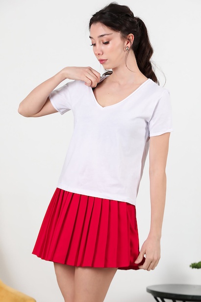 Kadın V Yaka T-shırt 