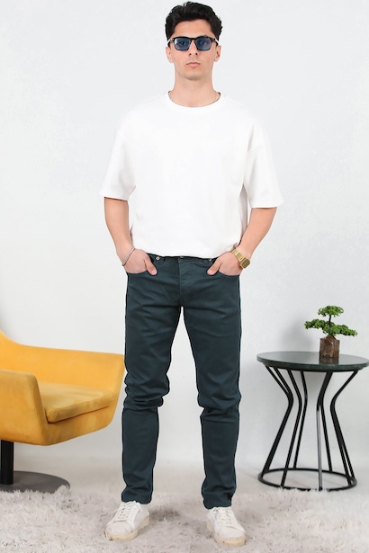 Erkek Düz Paça Likralı Kot Pantolon 