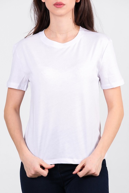 Kadın Bisiklet Yaka T-shırt  Beyaz 6