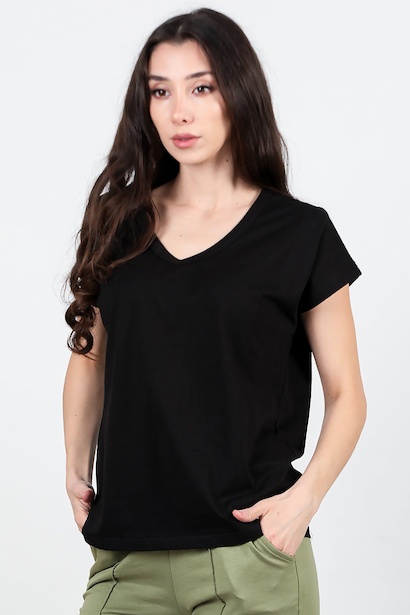 Kadın V Yaka T-shırt 