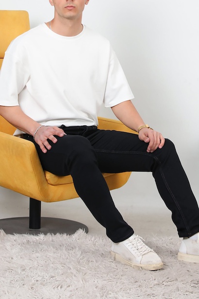 Erkek Slim Düz Paça Kot Pantolon 