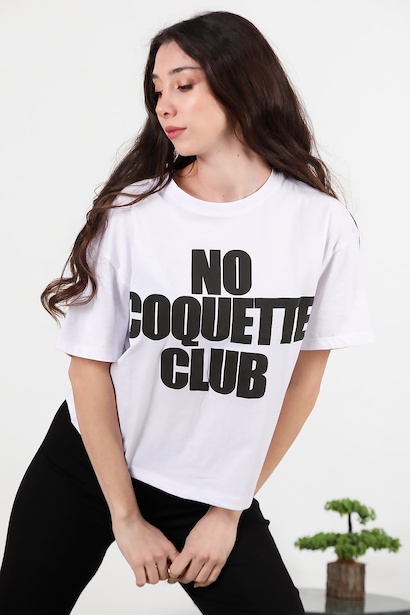 Kadın Önü Baskılı Oversize T-shirt 