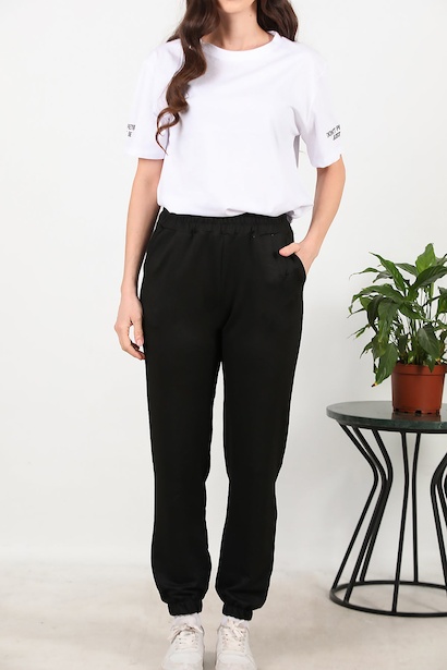 Kadın Bel-paça Lastikli Eşofman  Siyah 6