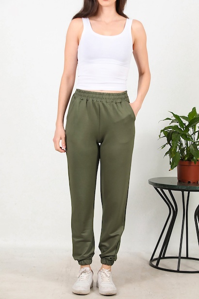 Kadın Bel-paça Lastikli Eşofman  Haki 6