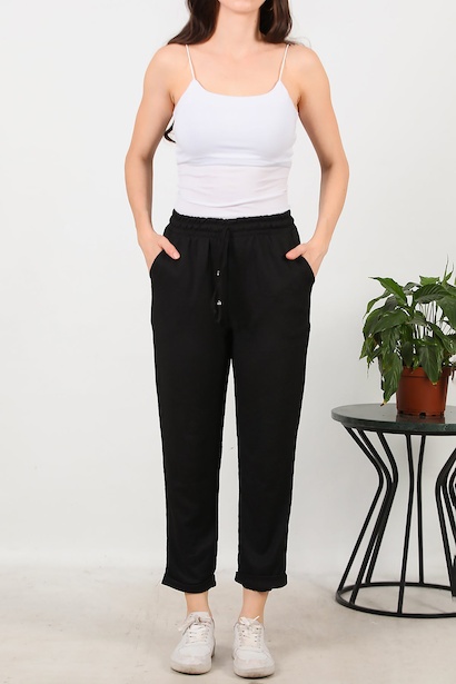 Kadın Bürümcük Duble Paça Pantolon  Siyah 6