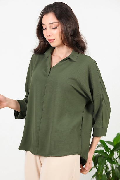 Kadın Gömlek Yaka Bluz 