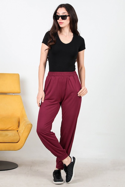 Kadın Paça Manşetli Yan Cepli Modal Pantolon 