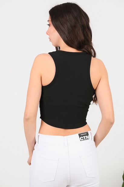 Kadın Kalın Askılı Taşlı Bady  Siyah 6