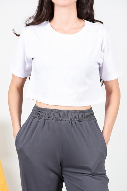 Kadın Kısa T-shırt  Beyaz 6