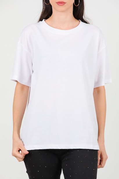 Kadın Owersize T-shirt  Ekru 6