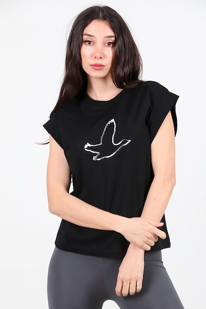 Kadın Baskılı Kolsuz Bluz 